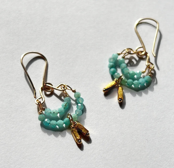 Amazonite and Gold Verneil Bead Earrings
