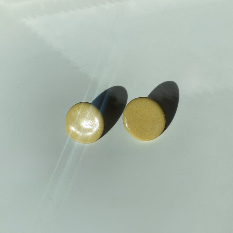 Mini Round Yellow Porcelain Earrings