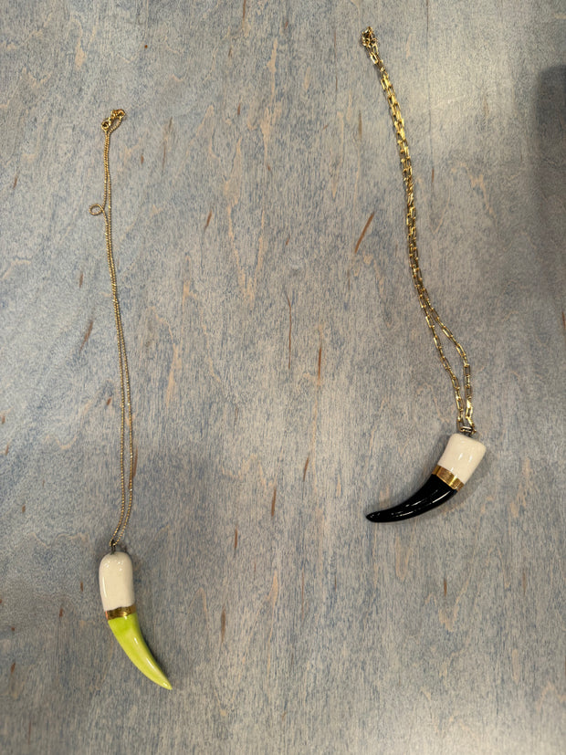 Ceramic Shark Tooth Charm Necklace