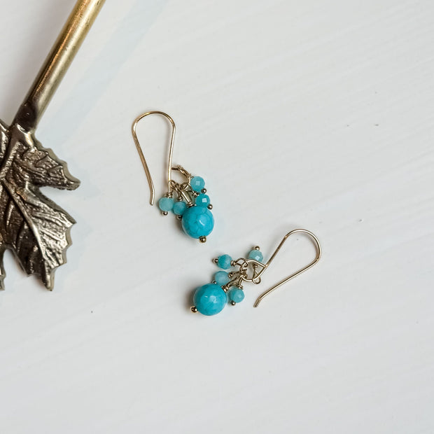 Turquoise & Amazonite Gold Earrings