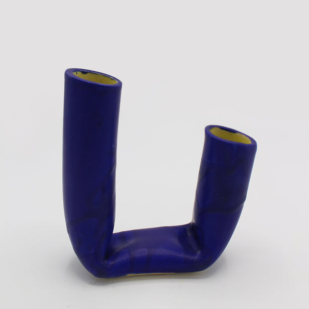 Matte Blue Yellow Interior Medium Vase