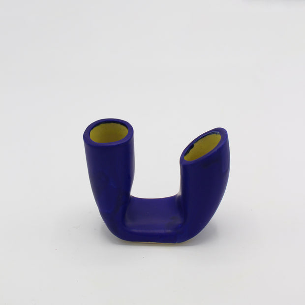 Matte Blue Yellow Interior Small Vase