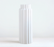 Tall Ceramic Cylinder Vase, Matte White