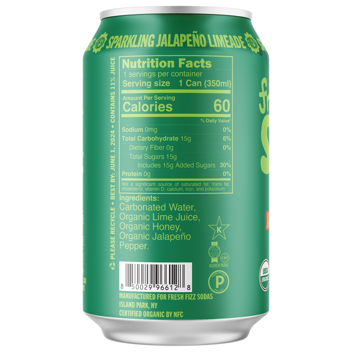 Sparkling Jalapeño Limeade - Natural Soda (12-Pack)