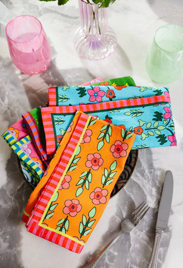 Spring Floral Napkins Mixed S/4