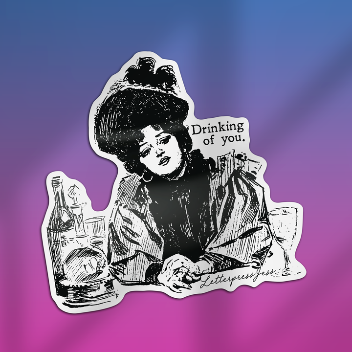 Gibson Girl Drinking of You Sticker