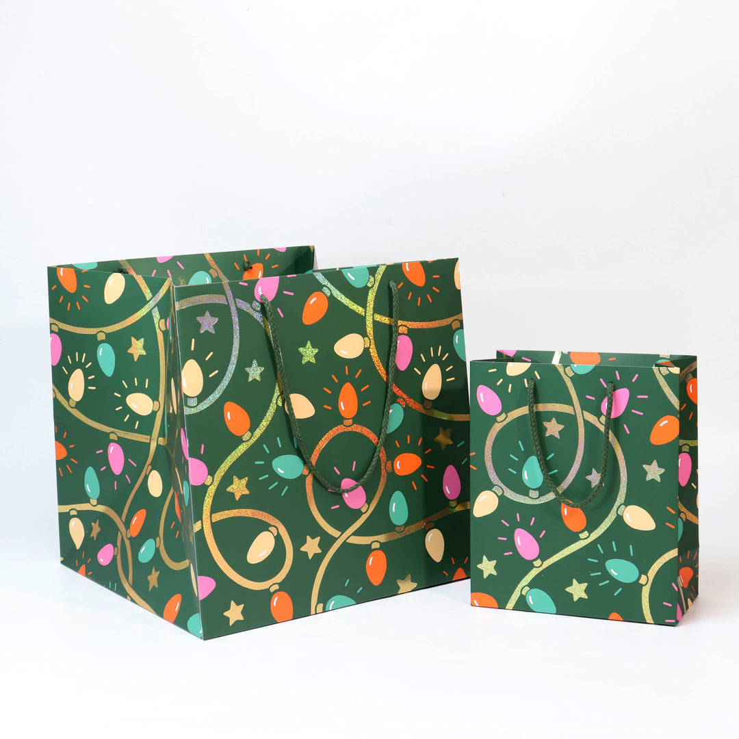 Holiday Bulbs Large Square Gift Bag