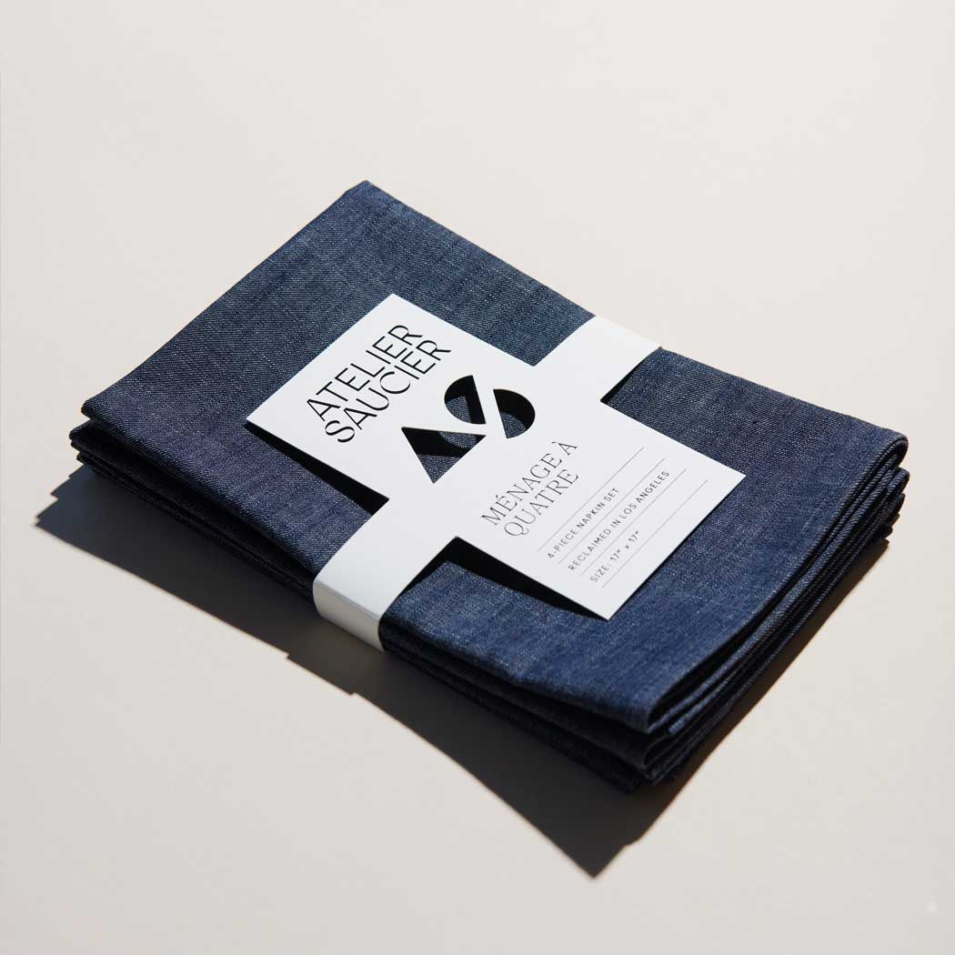 Dark Denim Linen Napkins | Set of 4