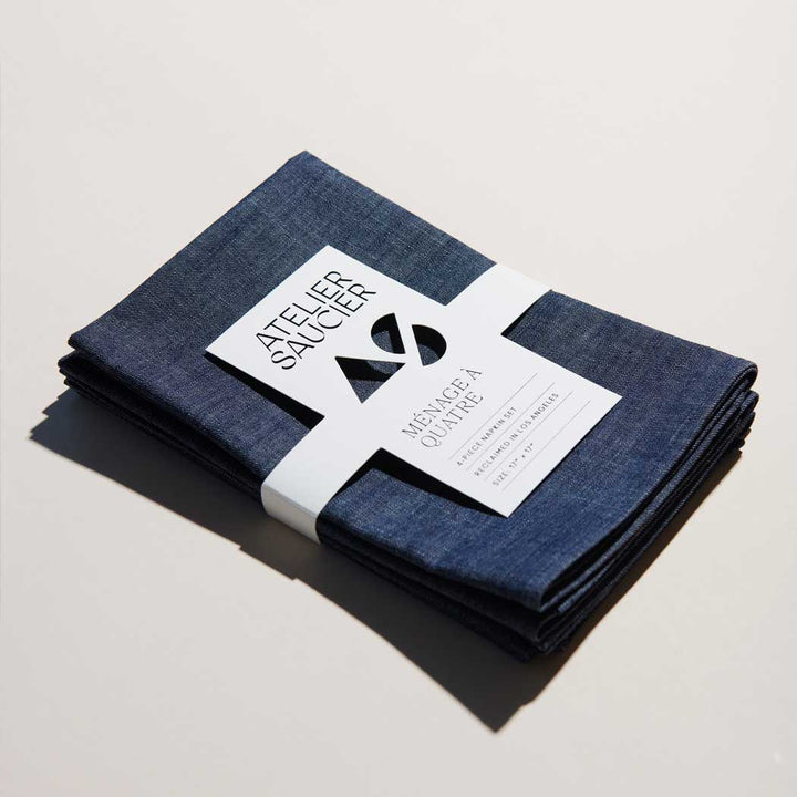 Dark Denim Linen Napkins | Set of 4