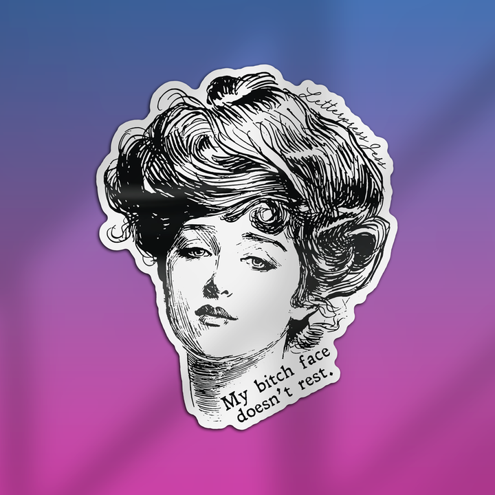 Gibson Girl Bitch Face Doesn't Rest Sticker