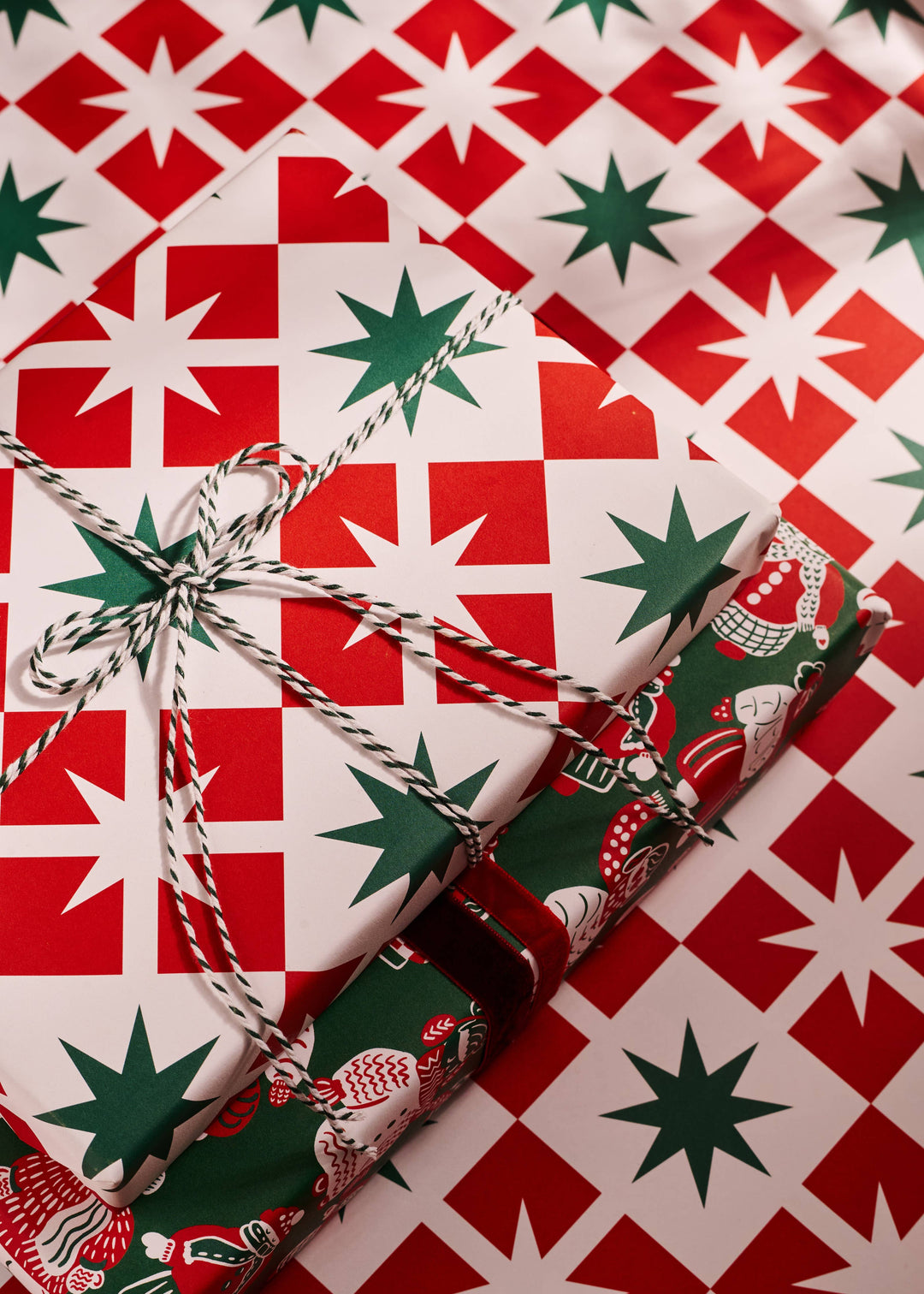 Ski Buddies & Star Block Double Sided Gift Wrap Set