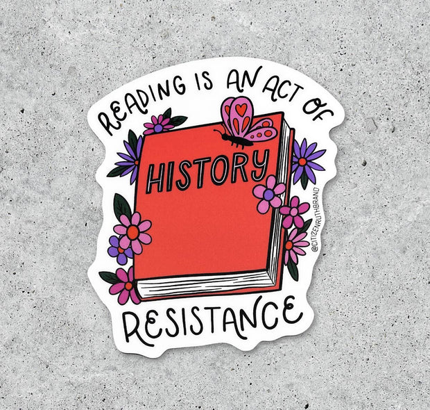 Reading is an act of Resistance vinyl ticker