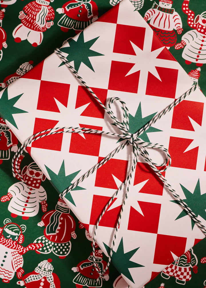 Ski Buddies & Star Block Double Sided Gift Wrap Set