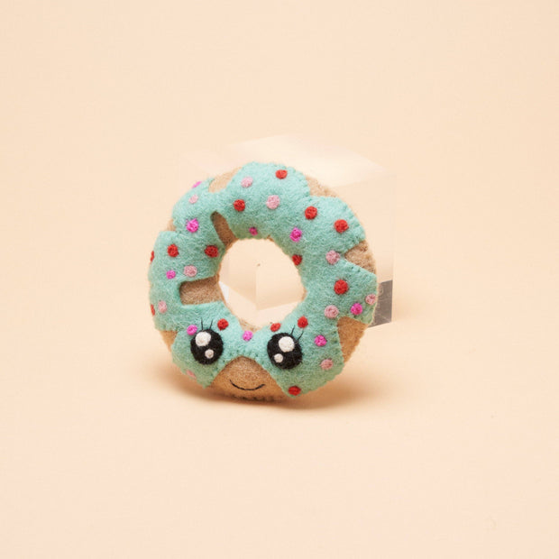 Round Blue Donut Squeaker Toy: Blue