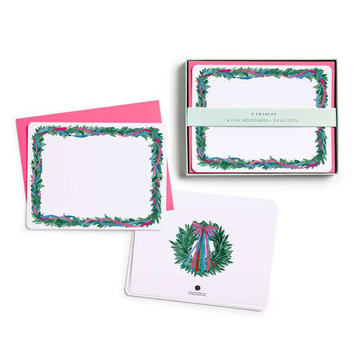 Colorful Wreath Flat Notecard Set, 8 Cards & Envelopes