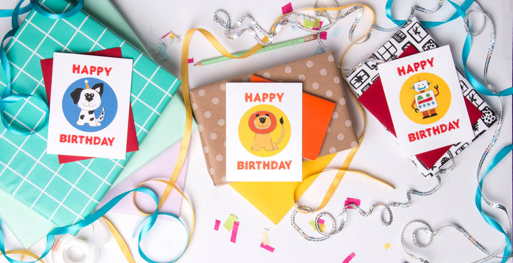 Robot Birthday Card - kids Birthday greeting card