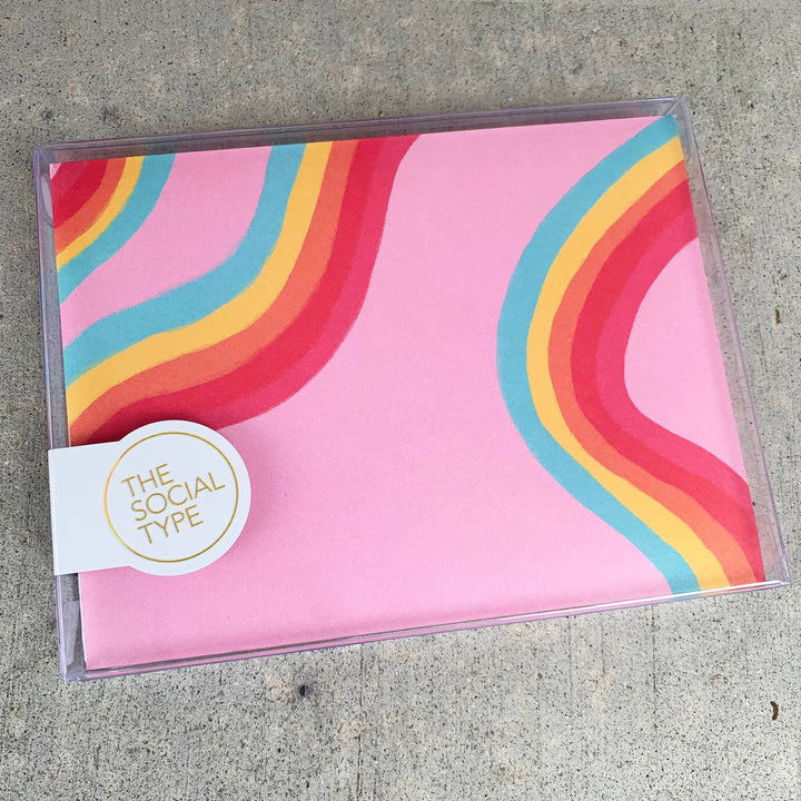 Rainbow Ribbon Patterned Envelope Note Set