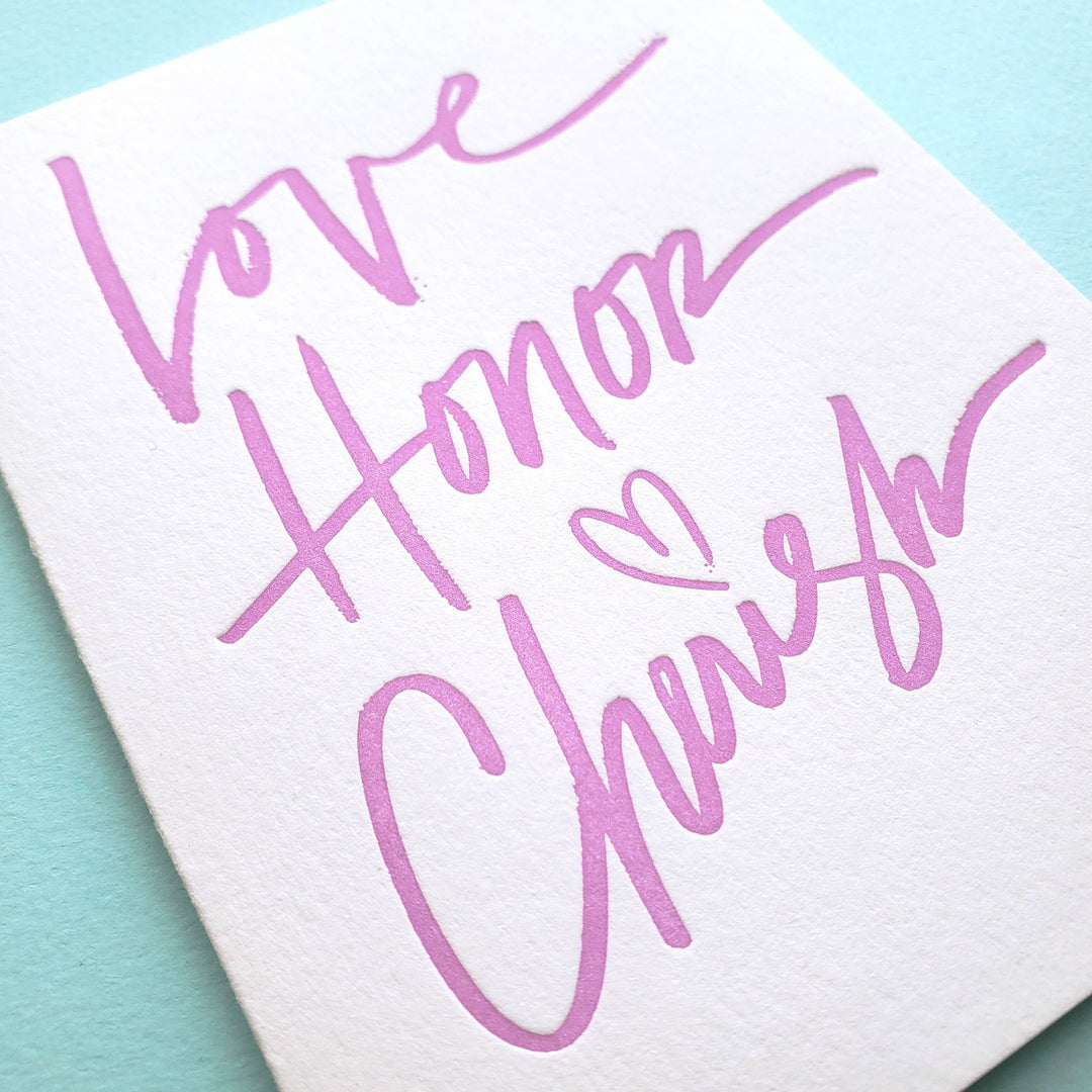 Love Honor Cherish, wedding,  anniversary greeting card