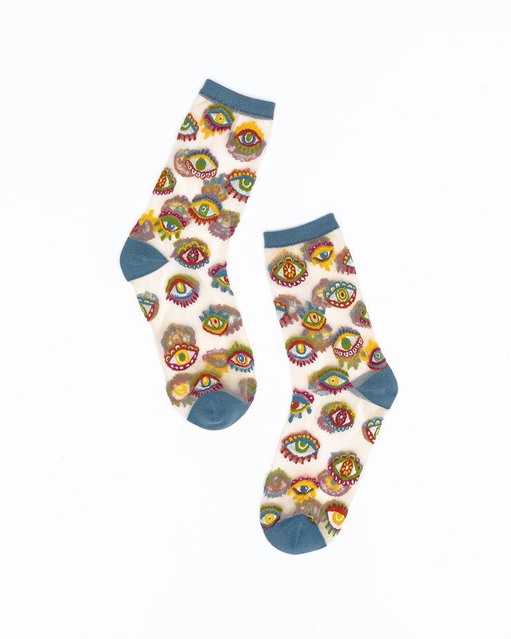 Evil Eye Sheer Crew Socks