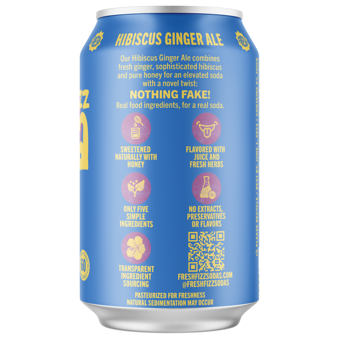 Hibiscus Ginger Ale - Natural Soda (12-Pack)
