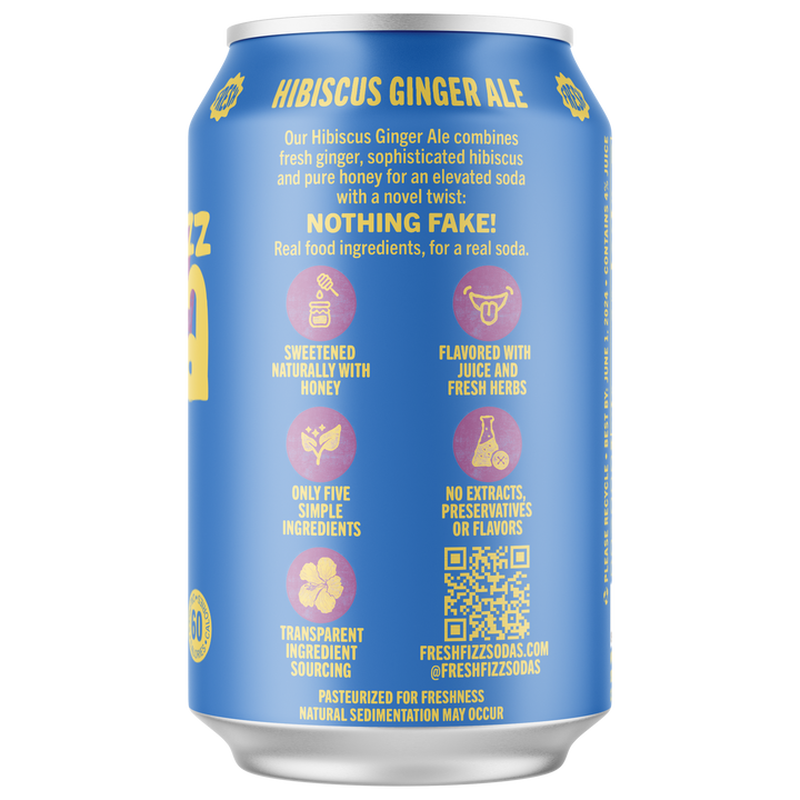 Hibiscus Ginger Ale - Natural Soda (12-Pack)