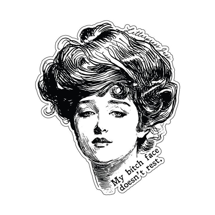Gibson Girl Bitch Face Doesn't Rest Sticker