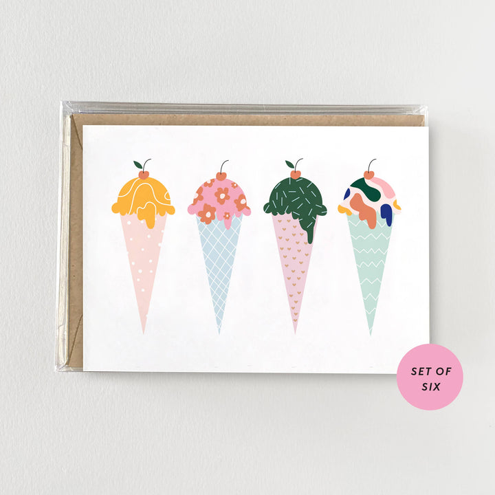 Ice Cream Cones - Mini Boxed Set of 6 Cards
