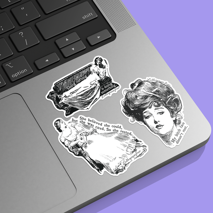 Gibson Girl Bitch Face Doesn't Rest Sticker