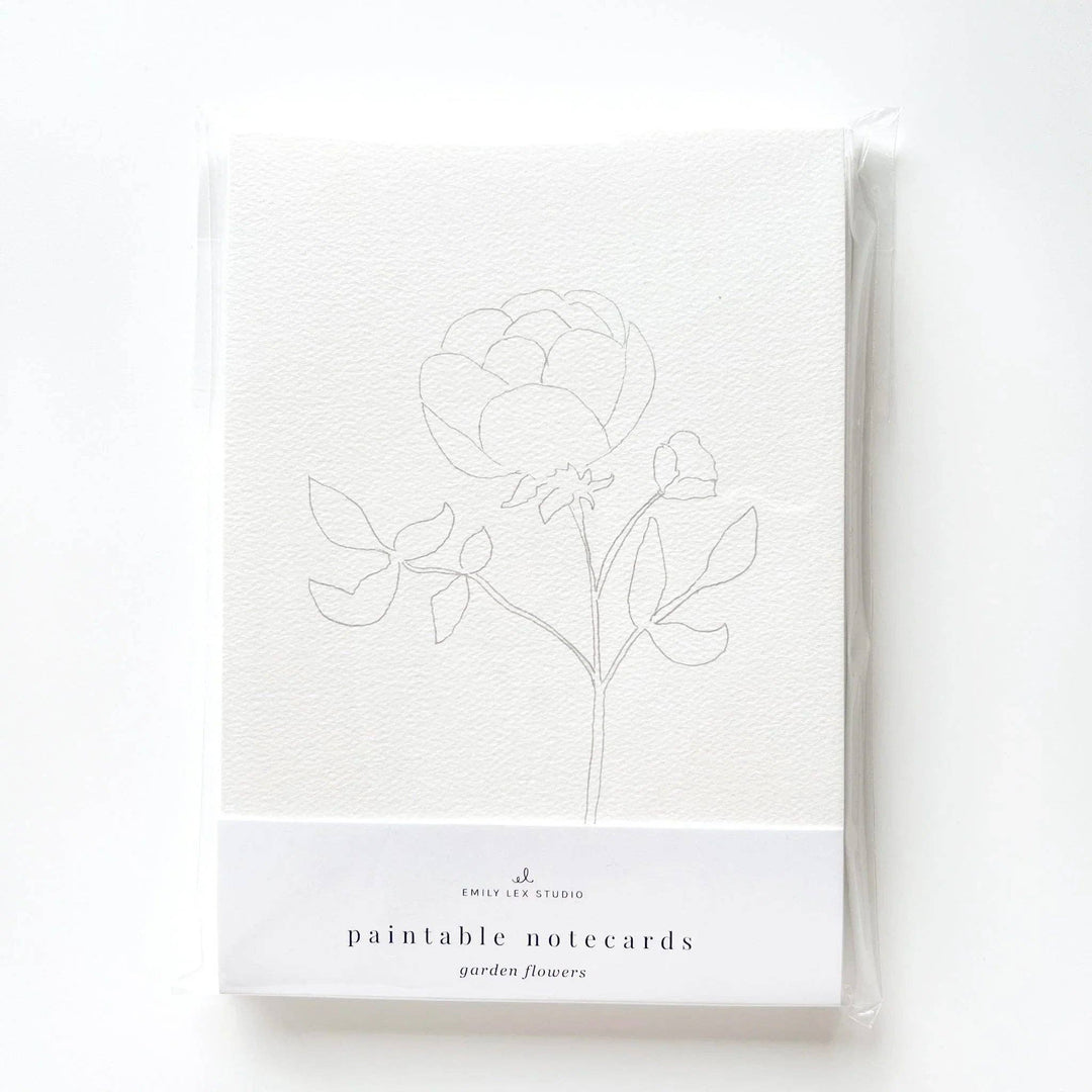 Garden flowers paintable watercolor notecard set