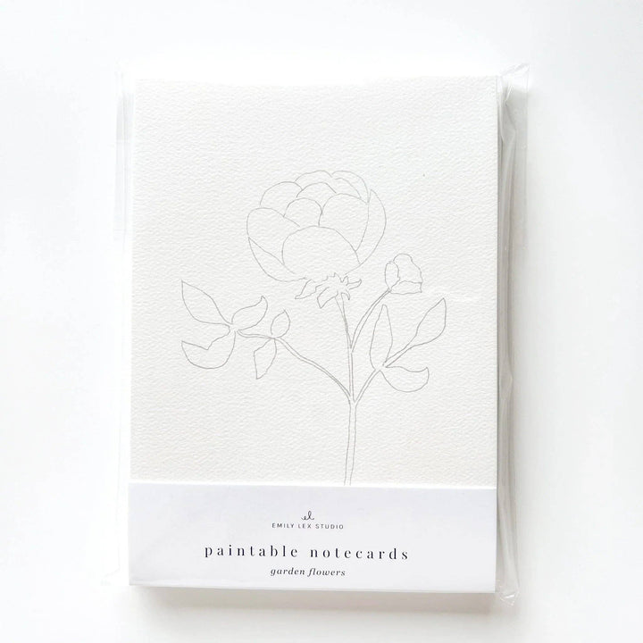 Garden flowers paintable watercolor notecard set