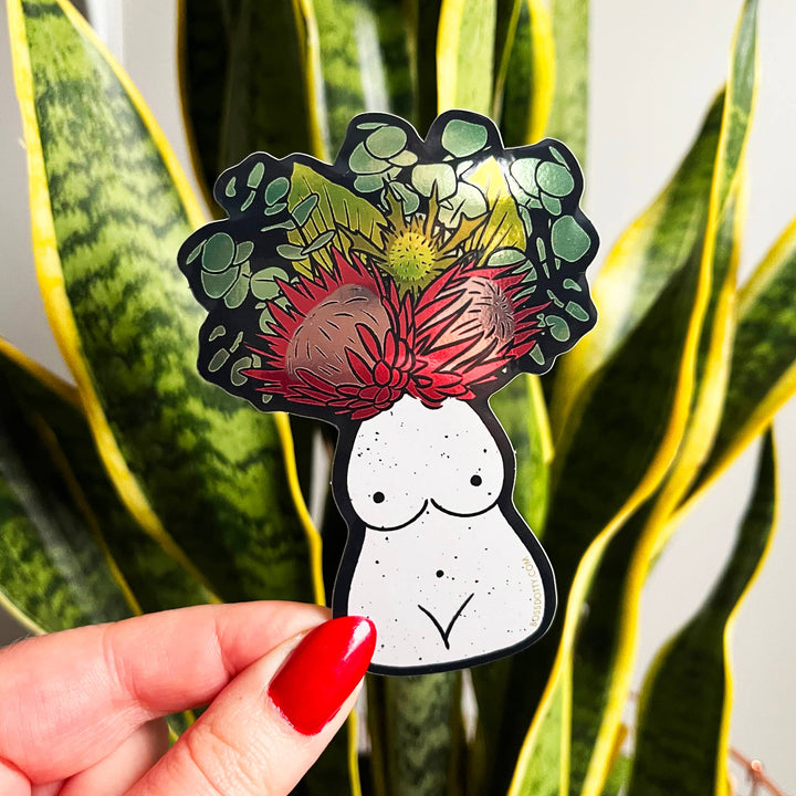 Metallic Lady Vase Sticker