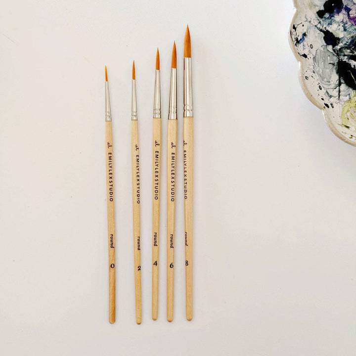 Watercolor Wood Paint Brushes Set of 5
