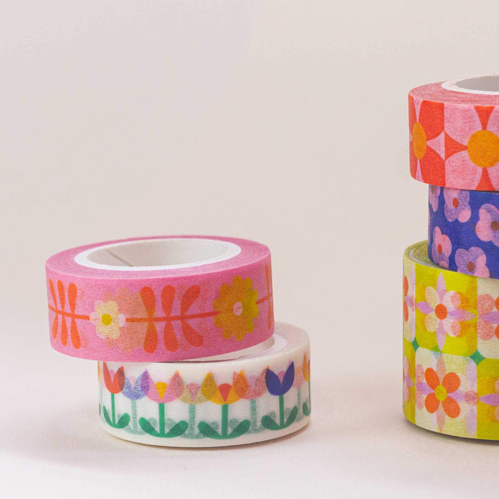 Tulip Dance 15mm • Retro Floral Washi Tape