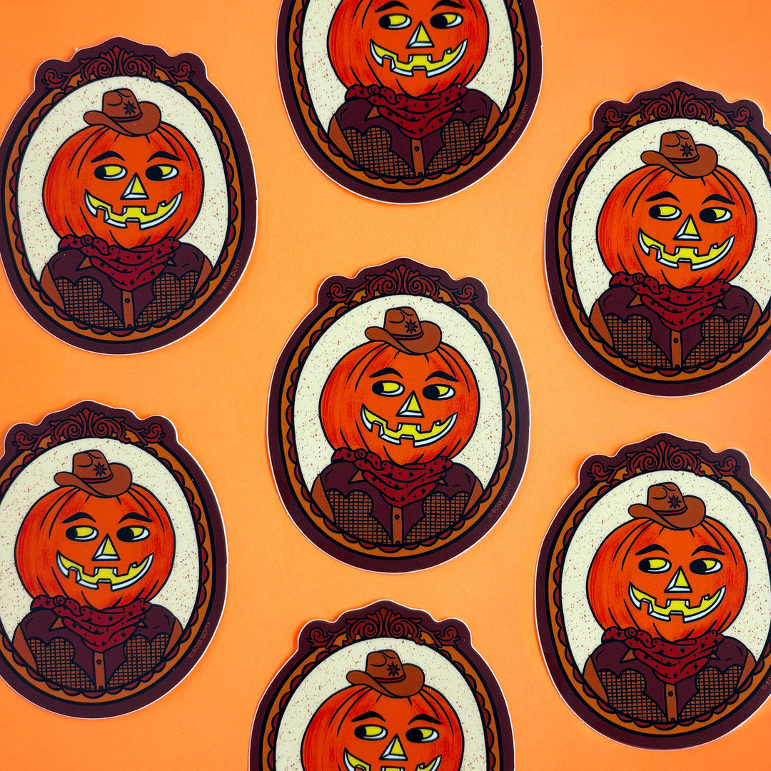 Cowboy Jack-O-Lantern Sticker