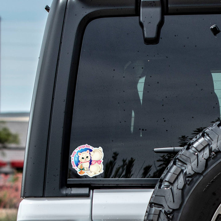 Psycho Kitty Cat Funny Retro High Quality Vinyl Sticker