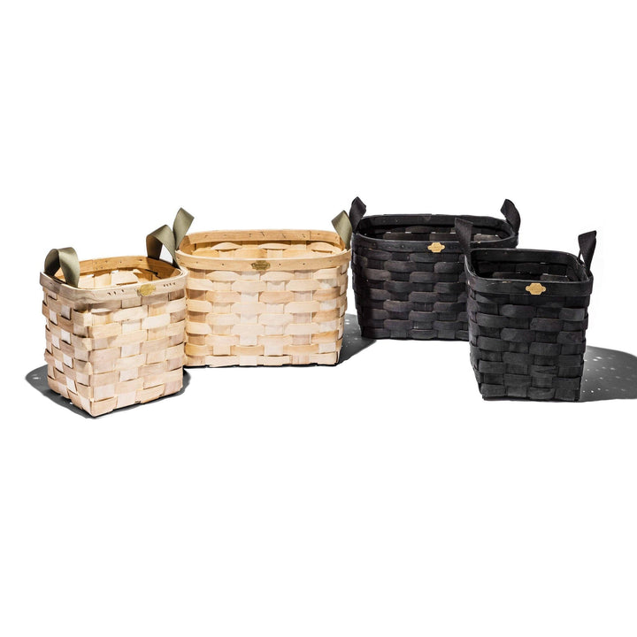 WOODEN BASKET BLACK SQUARE