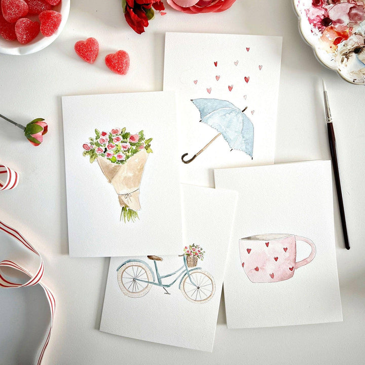 Love sweet love paintable watercolor notecard set