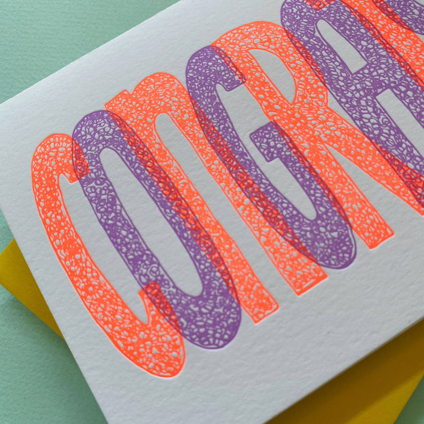 Neon Congrats Card - Graduation Card, Greeting Card