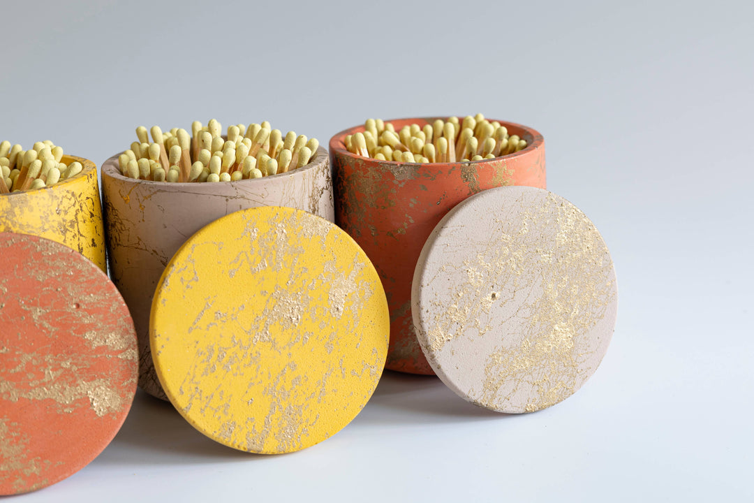 LTD Ed Yellow & Gold Two Piece Match Holder