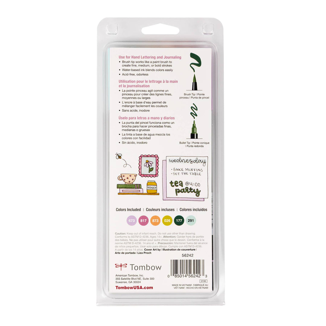 Dual Brush Pen Art Markers: Teatime 6-Pack