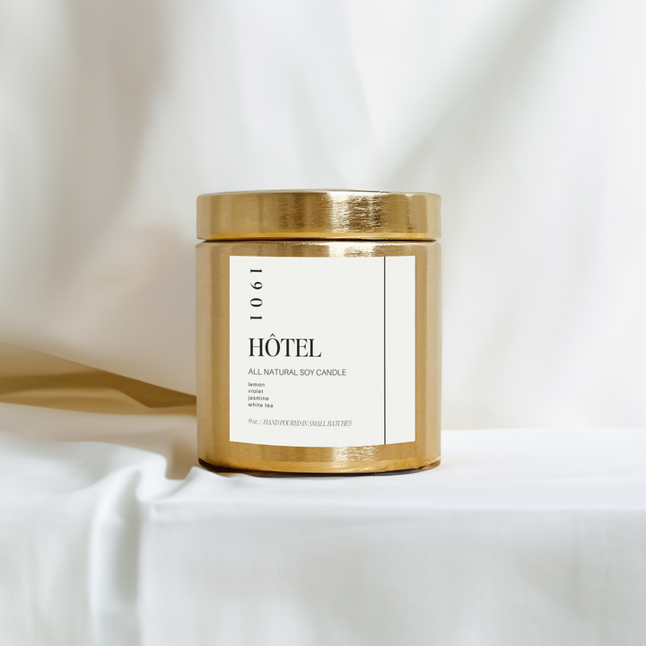 HÔTEL Luxurious Soy Jar Candle: Gold / 12 oz.