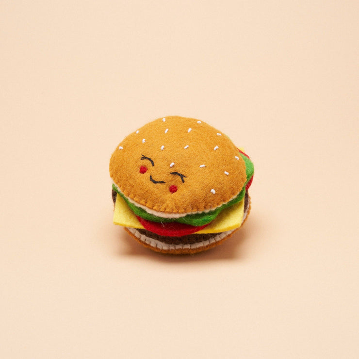 Burger Squeaker Toy: Brown