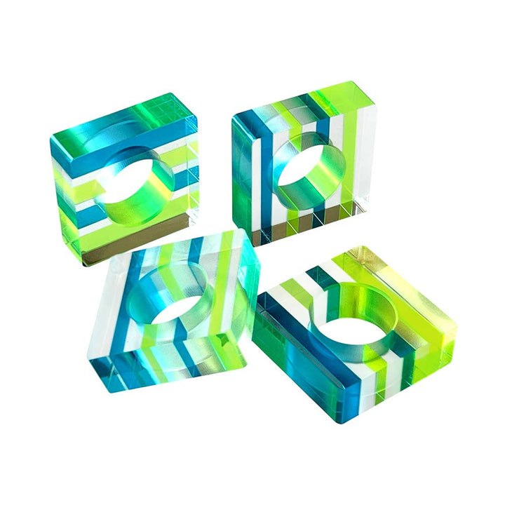 Napkin Rings - Set of 4: Blue-Green / Square
