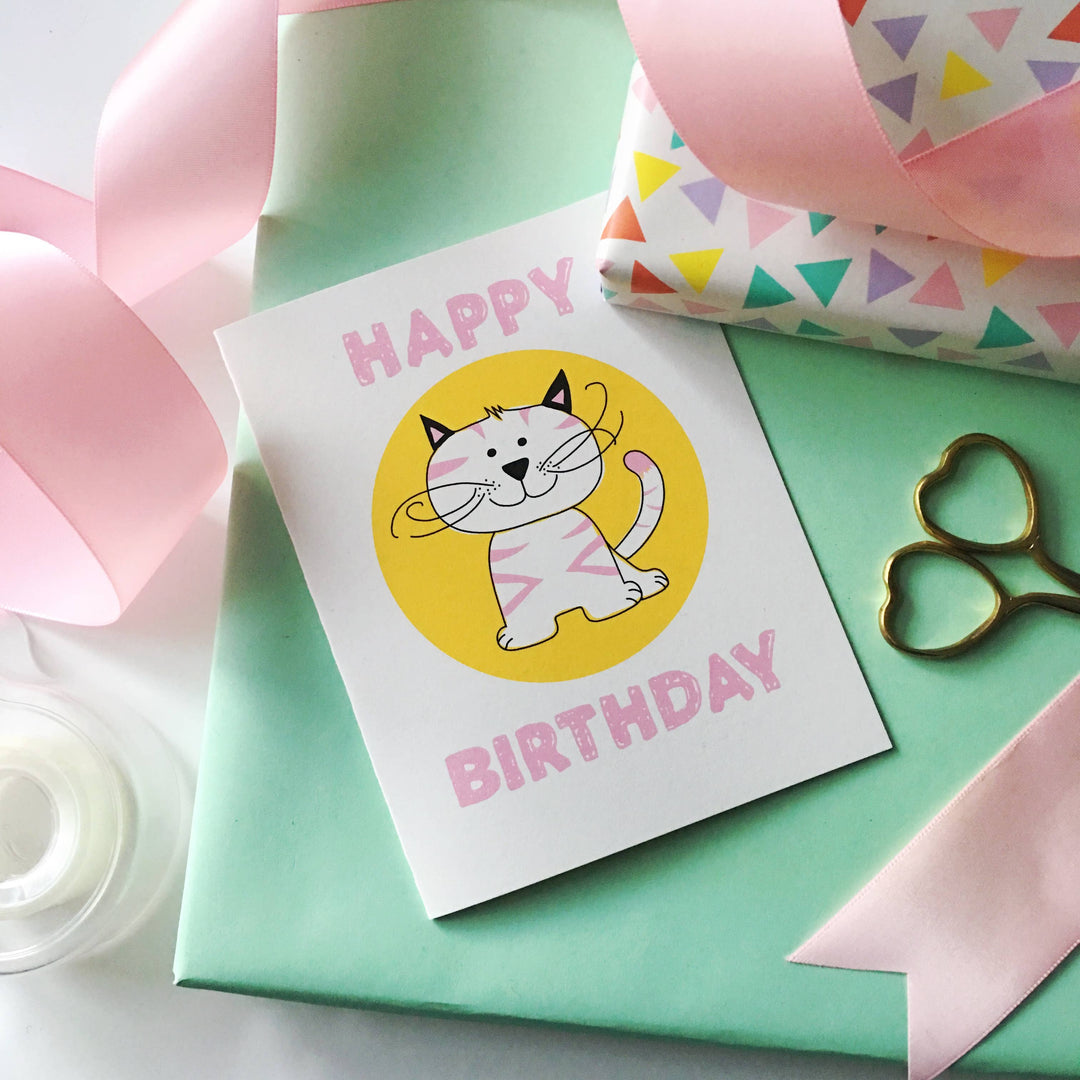 Kitty Birthday Card - child birthday card, greeting card
