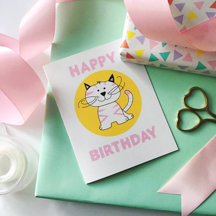 Kitty Birthday Card - child birthday card, greeting card