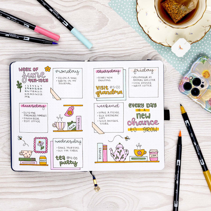 Dual Brush Pen Art Markers: Teatime 6-Pack