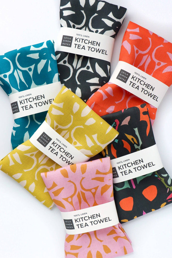 Trellis Tea Towel, black