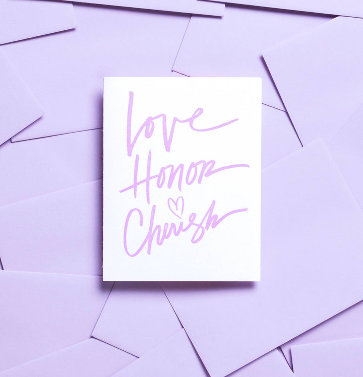 Love Honor Cherish, wedding,  anniversary greeting card