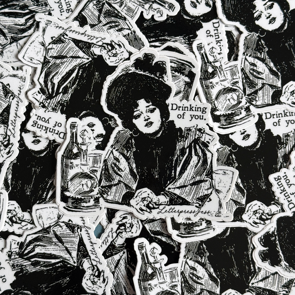 Gibson Girl Drinking of You Sticker