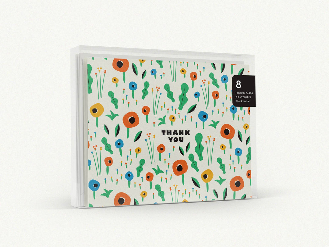 Poppy Field Floral Pattern Thank You Card: Single Card